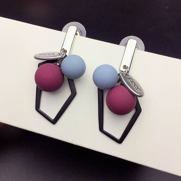 Bông tai tòn teng hình học đa sắc màu