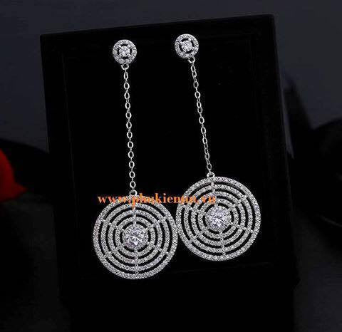 Bông tai tòn teng tròn sang trọng đính đá