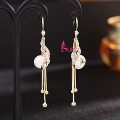 Bông Tai Tòn Teng Đá Xanh Giọt Nước Phối Công Sang Chảnh