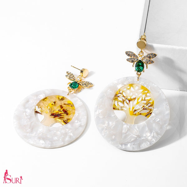 Bông Tòn Teng Ong Vàng Đá Xanh Phối Khoen Xà Cừ