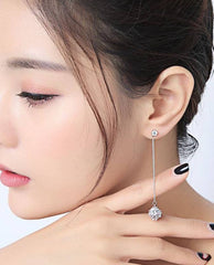 Bông tai tòn teng đính đá đơn giản