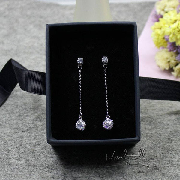 Bông tai tòn teng đính đá đơn giản