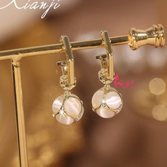 Bông Tai Tòn Teng Khoen Tròn Vàng Phối Đá Mắt Mèo Nhiều Mặt Siêu Yêu