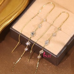 Bông Tai Tòn Teng Tua Rua Vàng Thiết Kế Dáng Dài Độc Đáo