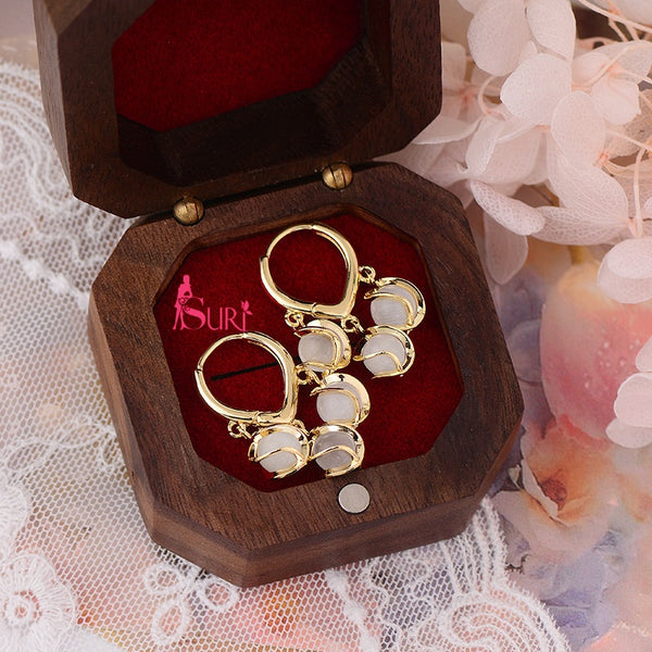 Bông Tai Tòn Teng Khoen Phối 3 Hạt Đá Mắt Mèo Siêu Xinh