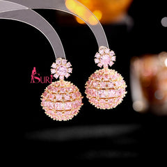 Bông Tai Tòn Teng Hoa Đá Phối Hình Cầu Đá Màu Cao Cấp