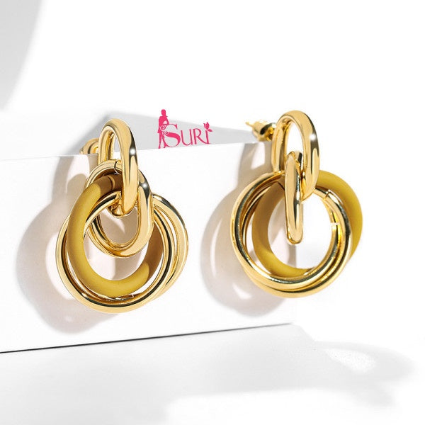 Bông Tai Tòn Teng Khoen Tròn Đôi Màu Sắc Cá Tính