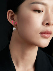 Bông Tai Ngọc Trai Thiết Kế Móc Vòng Cung