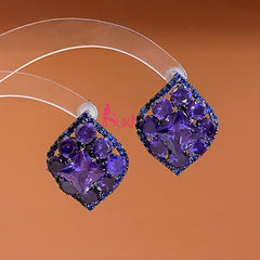 Bông Tai Hình Thoi Đính Đá Tím Sang Trọng