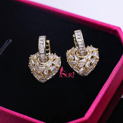 Bông Tai Khoen Trái Tim Đính Đá 2 Kiểu Cao Cấp