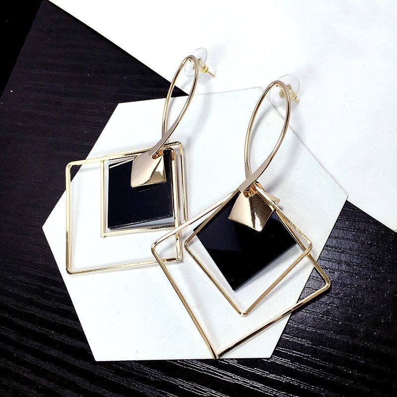 Bông tai tòn teng hình thoi kép