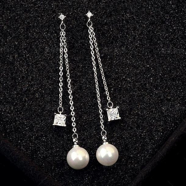 Bông tai tòn teng ngọc trai kép