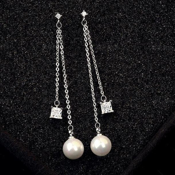 Bông tai tòn teng ngọc trai kép