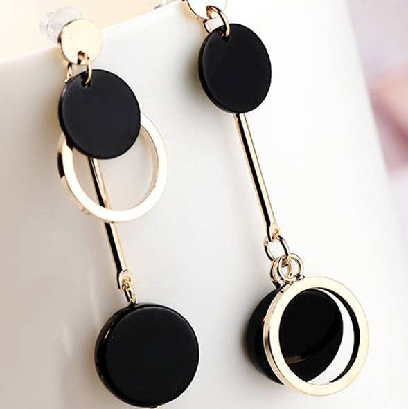 Bông tai tòn teng bất đối xứng tròn