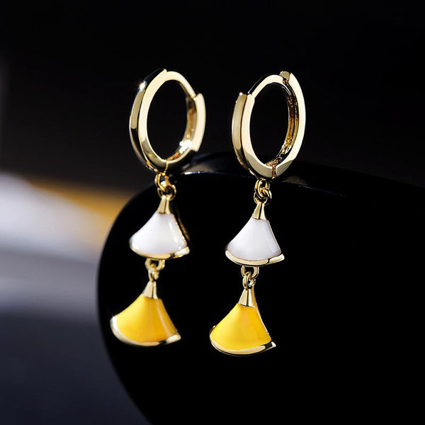 Bông Tai Khoen Tròn Rẻ Quạt 2 Màu Vàng Trắng