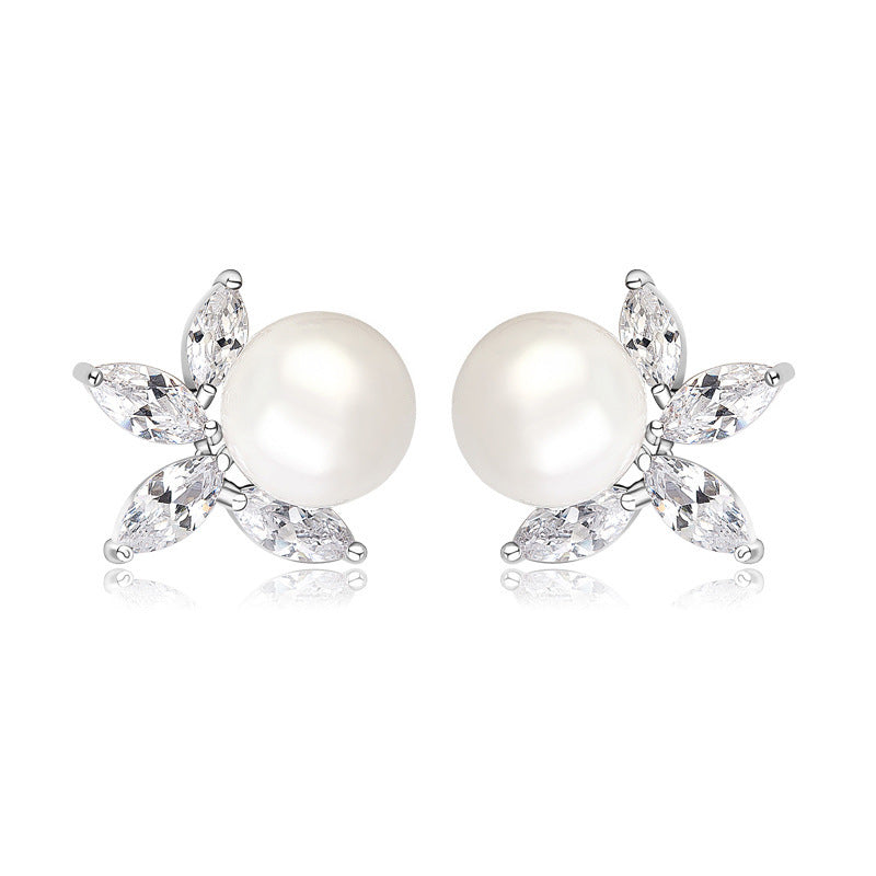 Bông Tai Ngọc Trai Viền Đá