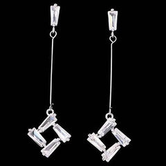 Bông tai tòn teng đính đá lập thể đơn giản