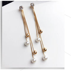 Bông tai tòn teng 3 hạt châu