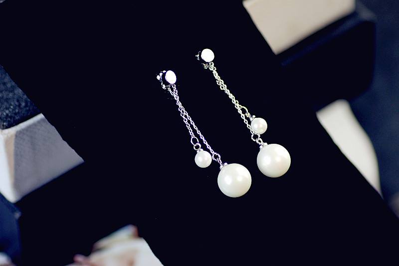 Bông tai tòn teng ngọc trai kép