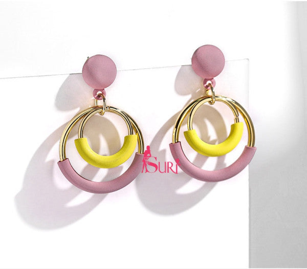 Bông Tai Tòn Teng Khoen Tròn 2 Màu Vàng Hồng Nổi Bật