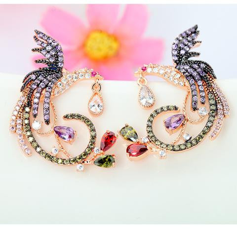 Bông tai phượng hoàng đại các đính đá