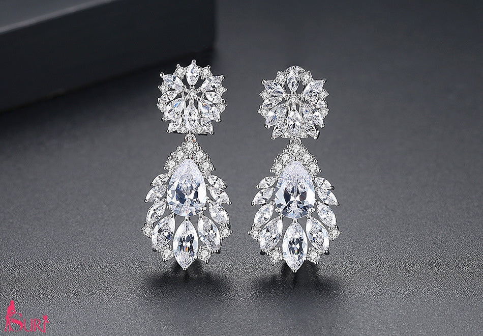 Bông Tai Đá Trắng CZ Dự Tiệc Cao Cấp