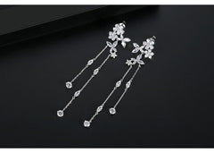 Bông Tai Tòn Teng Tua Rua Hoa Đá Trắng