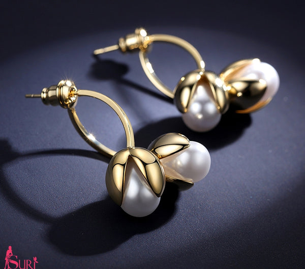 Bông Tai Tòn Teng Nụ Ngọc Trai Siêu Sang