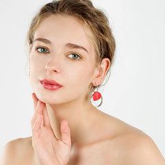 Bông Tai Khoen Tròn Vàng Phối Đỏ