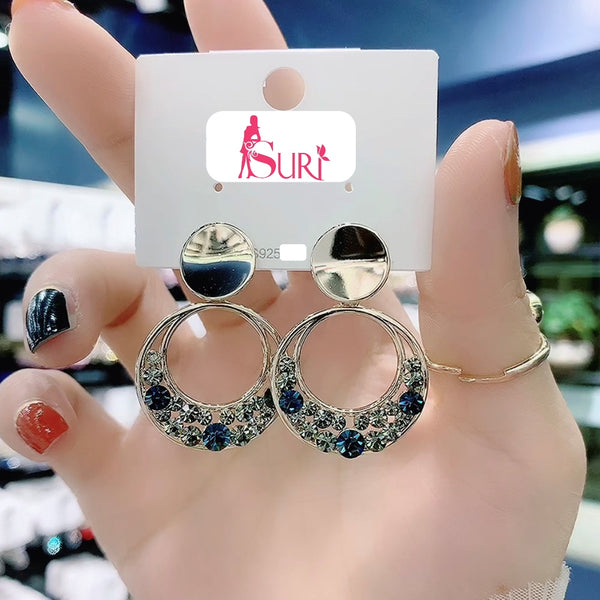 Bông Tai Tòn Teng Khoen Đính Đá 3 Hạt Đá Xanh Siêu Xinh