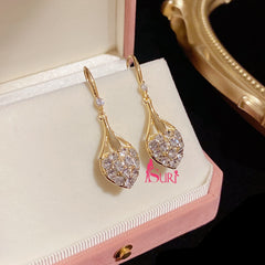 Bông Tai Tòn Teng Hình Trái Tim Đính Đá 2 Mặt Dạng Móc