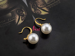 Bông Tai Ngọc Trai Thiết Kế Móc Vòng Cung