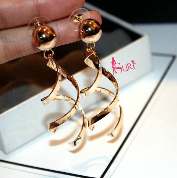 Bông Tai Tòn Teng Xoắn Vàng 2 Mảnh Cực Cá Tính