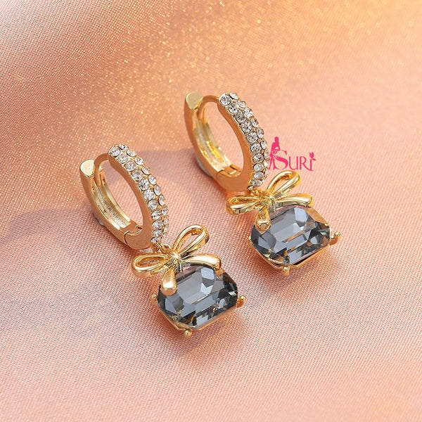 Bông Tai Tòn Teng Khoen Nơ Phối Đá Xanh Xinh Xắn