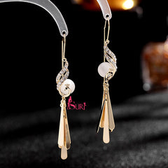 Bông Tai Tòn Teng Đá Xanh Giọt Nước Phối Công Sang Chảnh