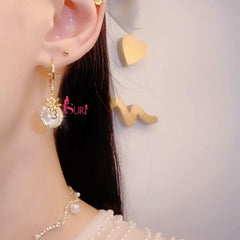 Bông Tai Tòn Teng Kiểu Dáng Hoa Sen Đá Mắt Mèo Phối Số 1314