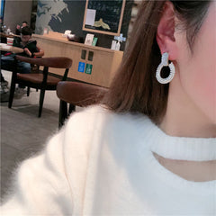 Bông Tai Tòn Teng Khoen Tròn Ngọc Trai Tấm 2 Màu Thời Trang