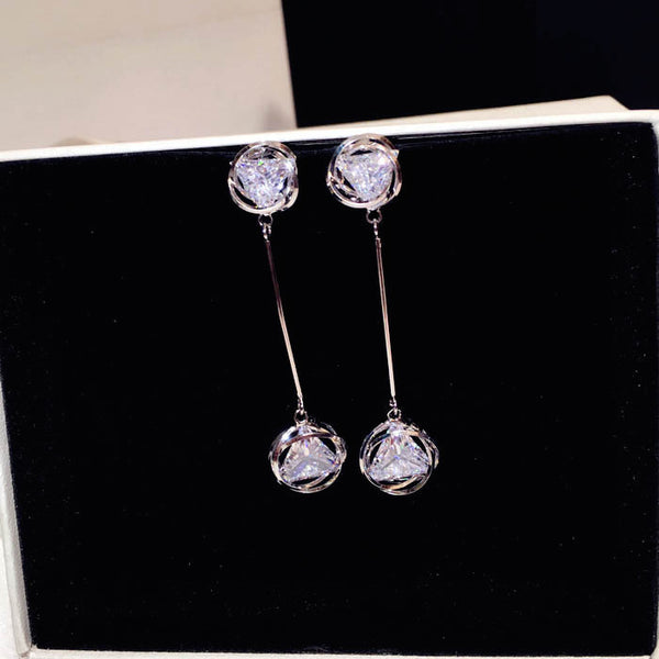 Bông Tai Tòn Teng Mặt Đá Tam Giác