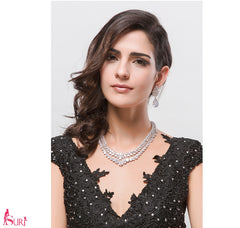 Bông Tai Tòn Teng Đá Trắng Giọt Nước Cao Cấp SR2