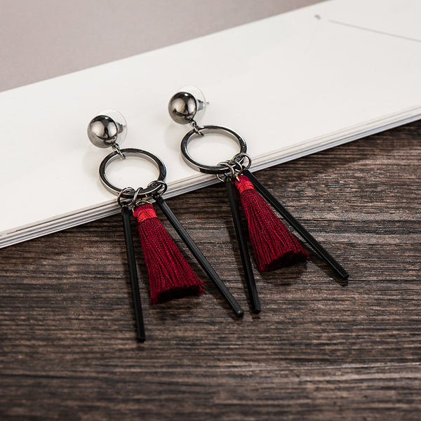 Bông Tai Tua Rua Đỏ Cá Tính