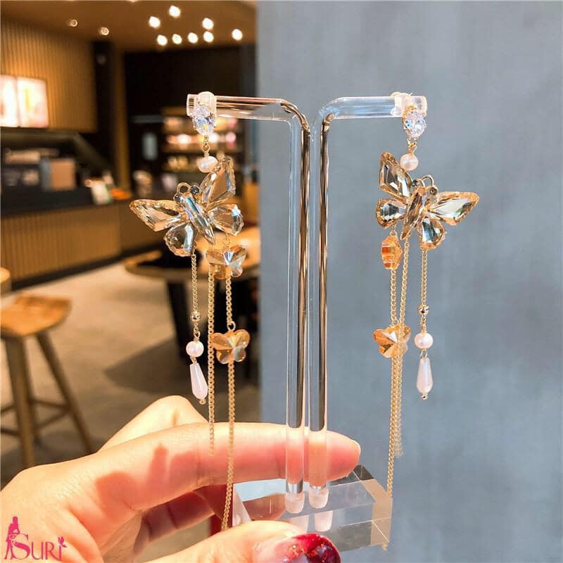 Bông Tai Tòn Teng Butterfly Pha Lê Màu