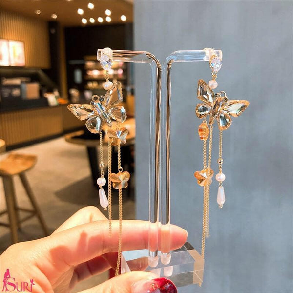 Bông Tai Tòn Teng Butterfly Pha Lê Màu