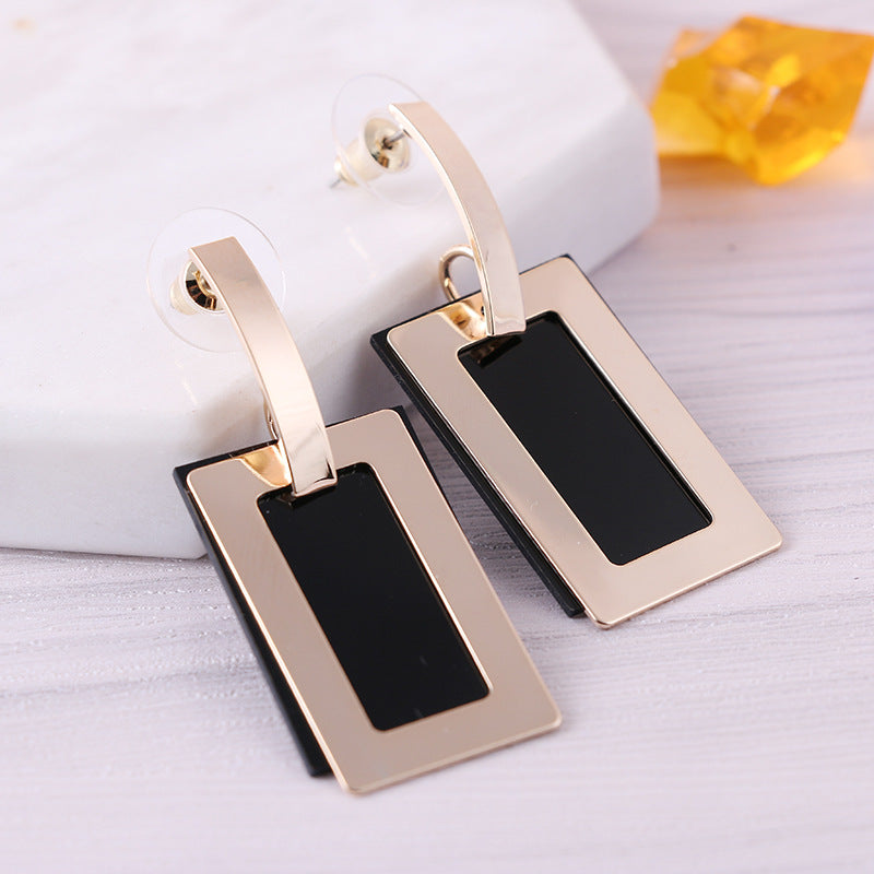 Bông Tai Tòn Teng Hình Chữ Nhật Phong Cách Hàn Quốc