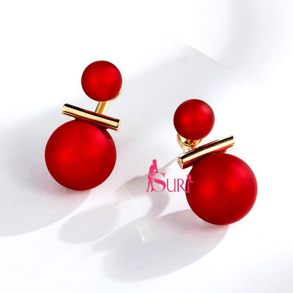 Bông Tai Ngọc Trai Đỏ Nhám Cực Sang Chảnh