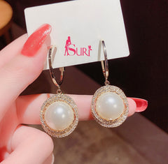 Bông Tai Tòn Teng Khoen Tròn Quả Cầu Ngọc Trai