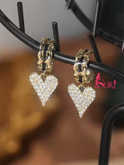 Bông Tai Tòn Teng Khoen Hình Trái Tim Đính Đá Trắng Siêu Sáng