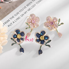 Bông Tai Tòn Teng Hoa Trà Đá Màu Cao Cấp Siêu Xinh