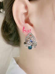 Bông Tai Dáng Giọt Nước Hoa Đá Đan Xen Sát Tai