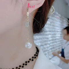 Bông Tai Tòn Teng Bất Đối Xứng CD Đính Đá Lạ Mắt