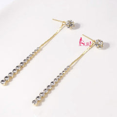 Bông Tai Tòn Teng 1 Hàng Đá Trắng Dáng Dài 2 Kiểu